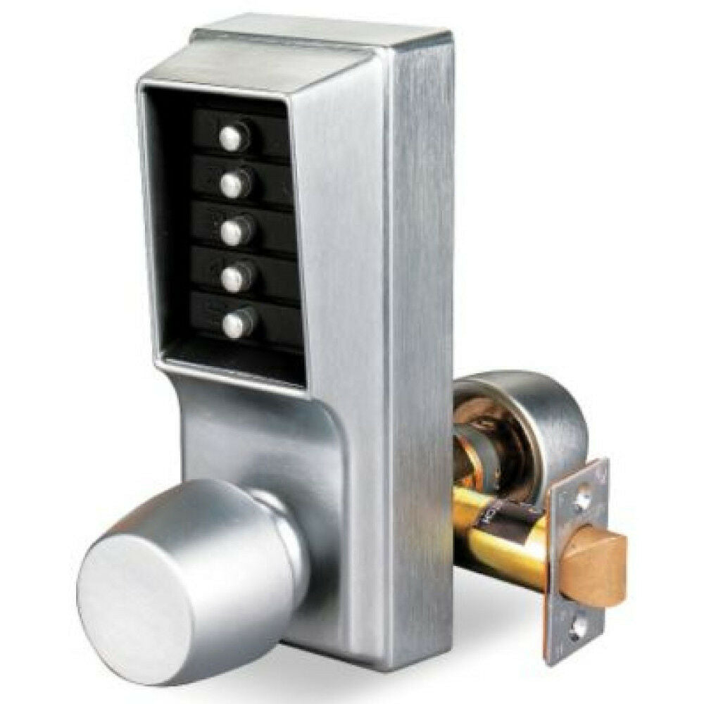 1011-26D-41 – Cylindrical Knob Lock, Combination Entry Only, 2-3/4″ Backset, 1/2″ Throw Latch, Satin Chrome (List 512.00)