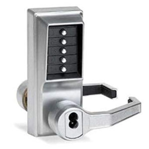 LR1021B-26D-41 – Cylindrical Lever Lock, Combination Entry, Key Override, 2-3/4″ Backset, 1/2″ Throw Latch, 6/7-Pin SFIC Prep, Less Core, Satin Chrome (List 684.00)