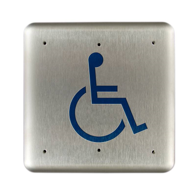 10PBS – Stainless Steel Push Plate, 4.75″ Square, Blue Text Only (List 63.00)