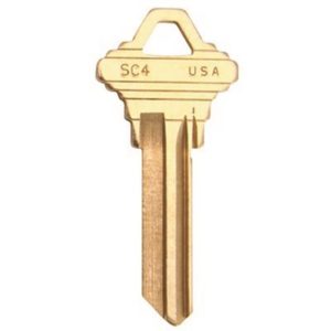 SC4-BR 34 – Cylinder Lock Key Blank, Natural Brass, 34 Price Group, For Schlage