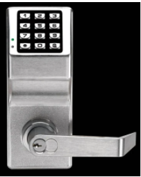 DL2700/26D – Pushbutton Cylindrical Door Lock, 100 Users, Straight Lever, Satin Chrome (LIST $925.00)