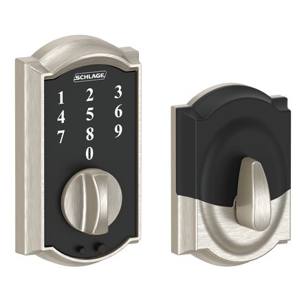 BE375-CAM-619 – Schlage Residential Camelot Keyless Touch Deadbolt With 12287 Latch And 10116 Strike Satin Nickel Finish (List 265.00)