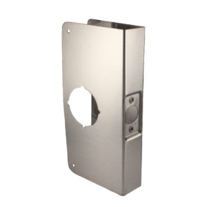 12-S-CW – Wrap Around Plate, 22 Gauge Stainless Steel, 5-1/8 In. X 12 In., 2-1/8 In. Hole For Cylindrical Lock, For 1-3/4 In. Door With 2-3/4 In. Backset, Satin Stainless Steel (List 32.15)